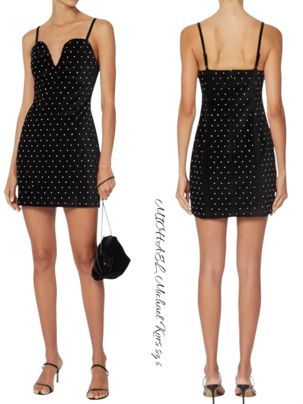 MICHAEL Michael Kors Velvet Embellished Bustier Mini Dress Black Size 6